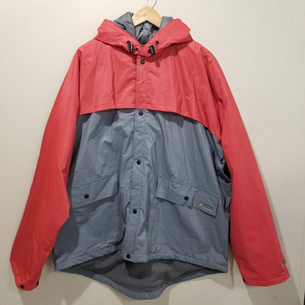 Stearns Dry Wear Jacket Mens XL 2XL Red Gray Hooded Waterproof Outdoor 8206